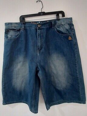 Y2k Akafemiks Men's Blue Denim Shorts - Classic Washed Look Size 42